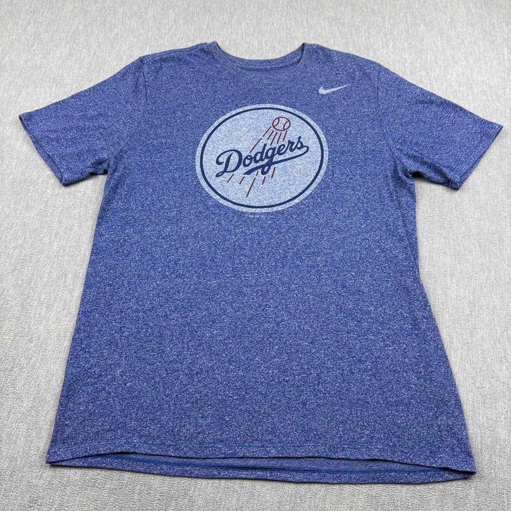 Los Angeles Dodgers Shirt Mens Large Blue Heather Nike Athletic MLB Baseball
